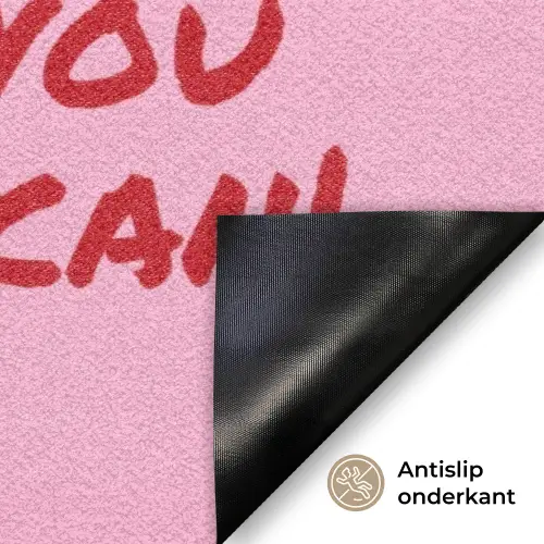 Yes you can do it - Rood - Roze Deurmat klein -antislip_NL