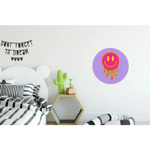 Smiley - Drip - Neon Wandcirkel aluminium klein -kinderkamer