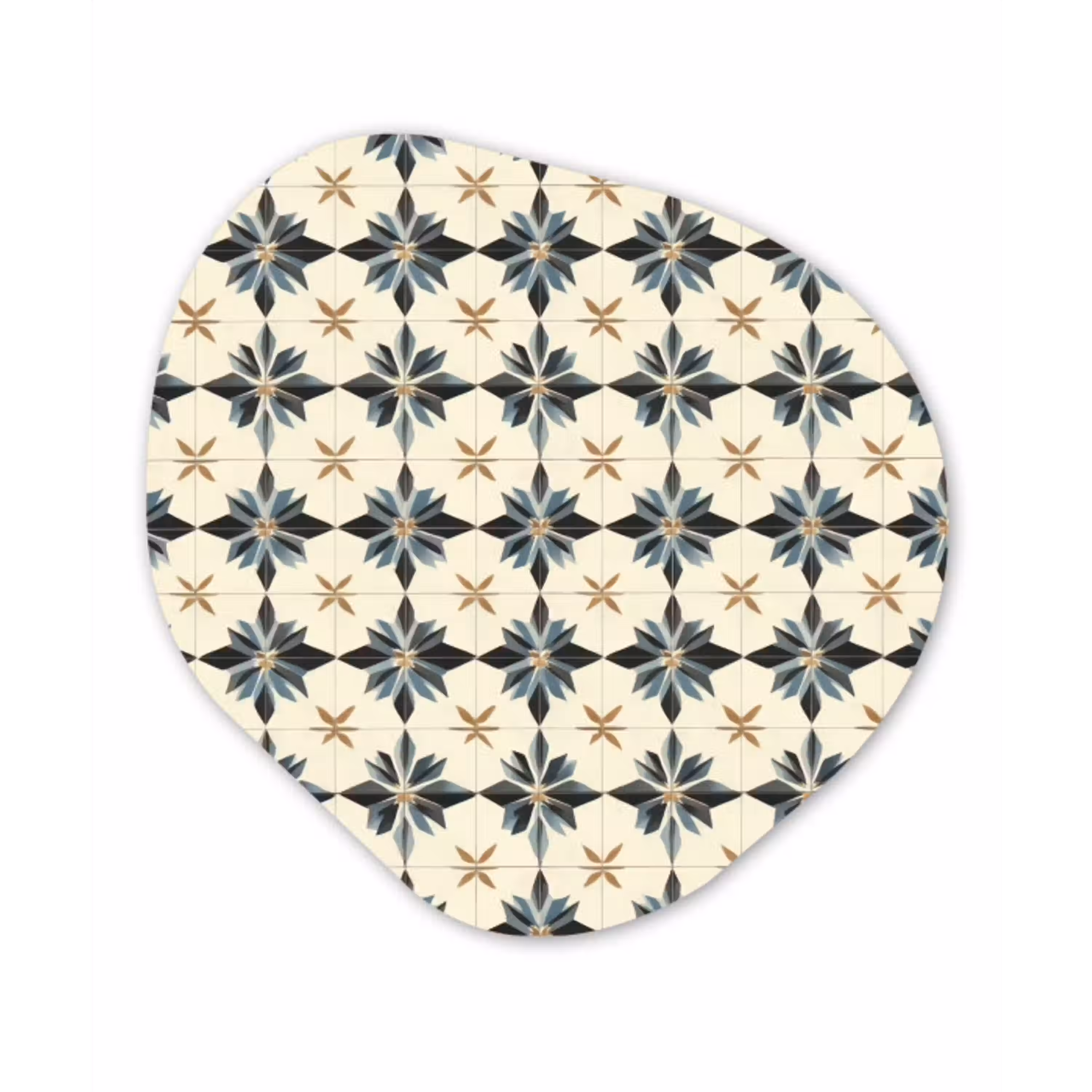 Sierlijk - Ornament - Blauw Wandcirkel Organisch Aluminium middel 851 -3d
