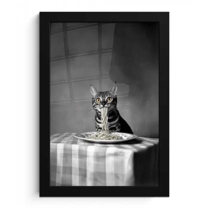 Bengaal - Kat - Tafelkleed - Zwart - Wit - Dier fotolijst zwart zonder passe partout klein -3d