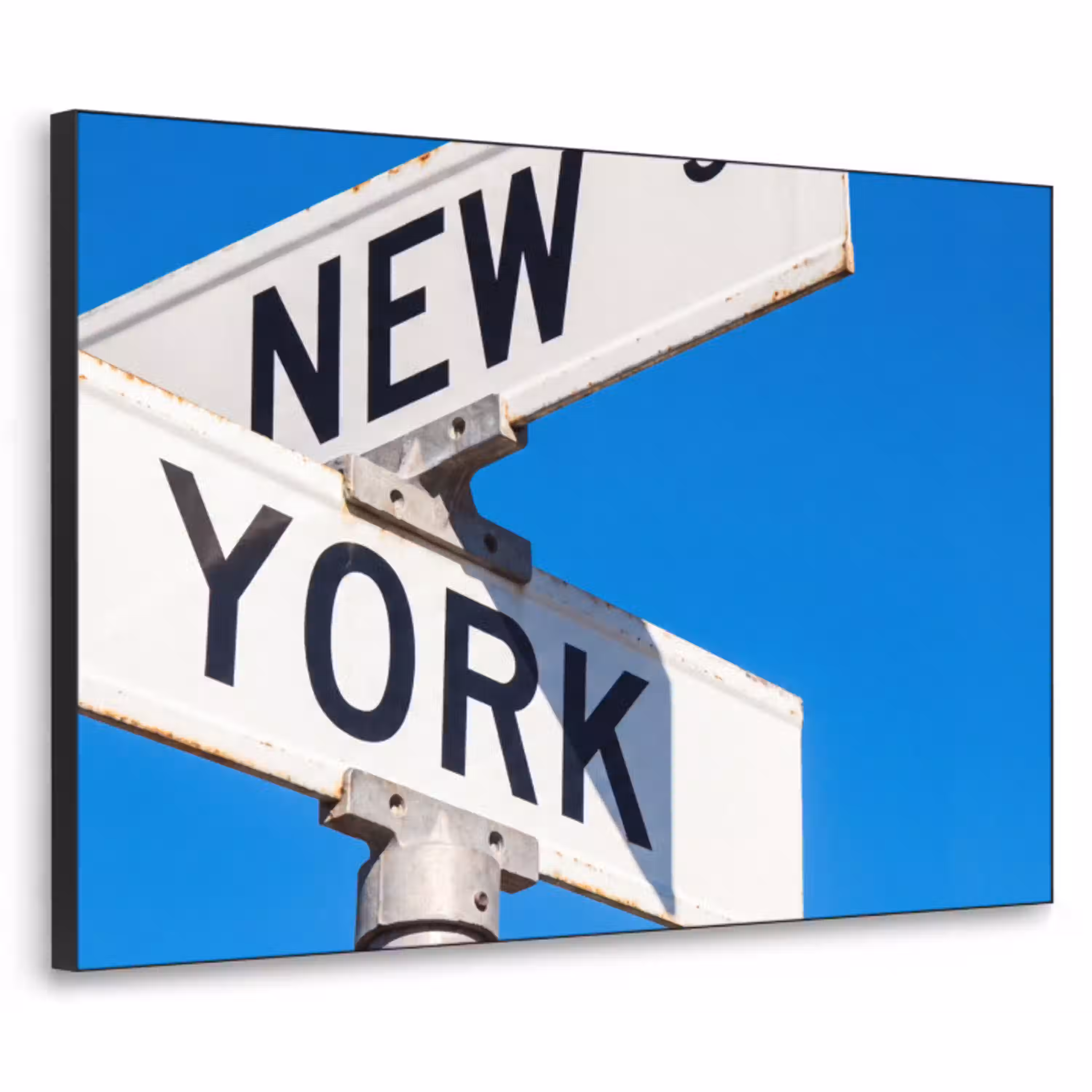 New York - Straatbord - Stad - Urban - Blauw Textielframe zwart klein -3d