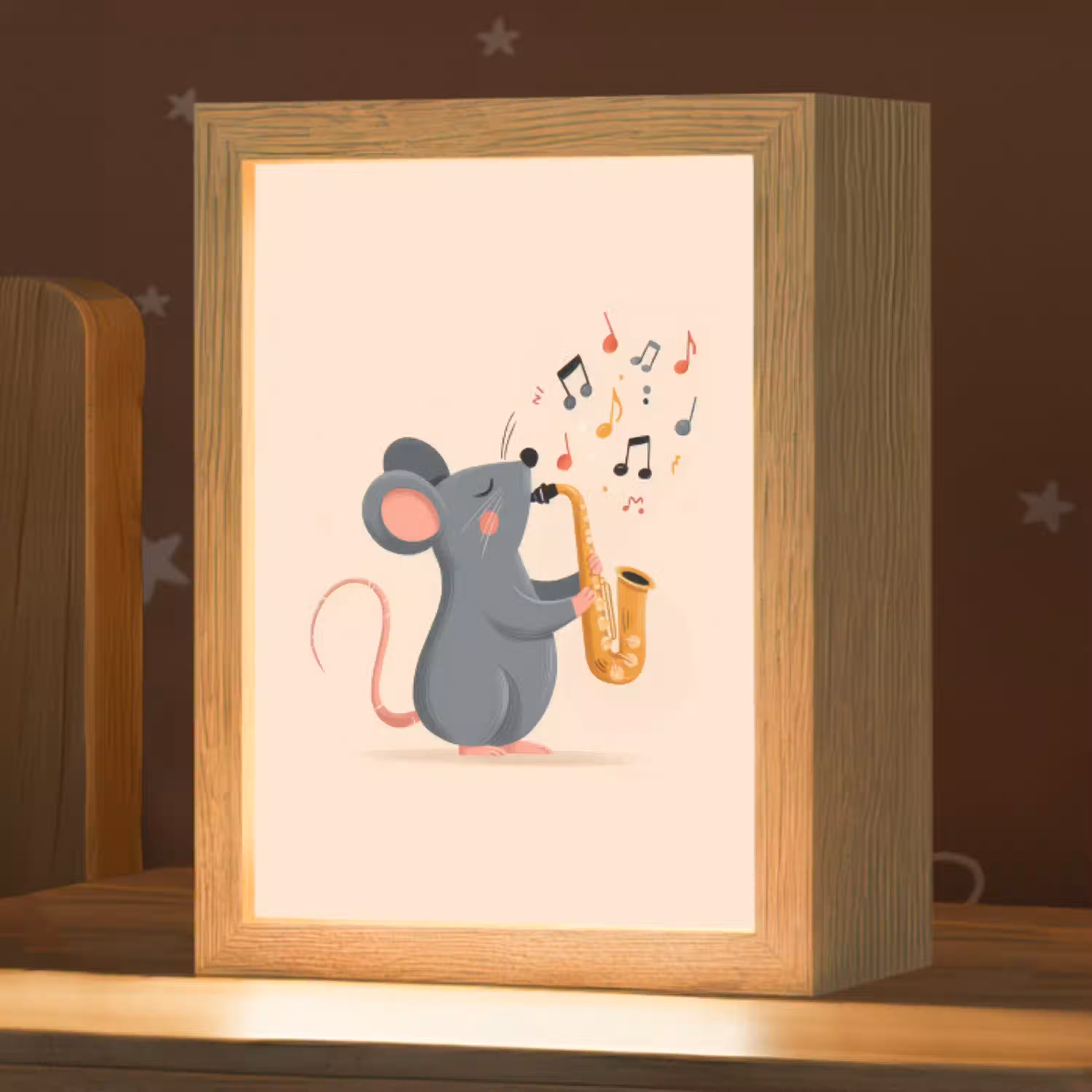 Muis - Saxofoon - Muzieknoten Light Box met kabel klein -zzz_3d_website