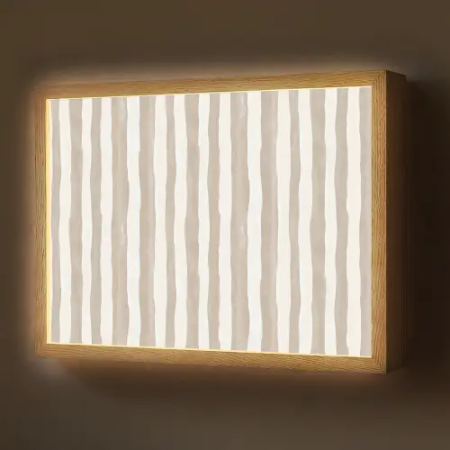 Minimalistisch - Strepen - Beige Light Box met batterij (Wandlamp) middel 907 -z3d_website