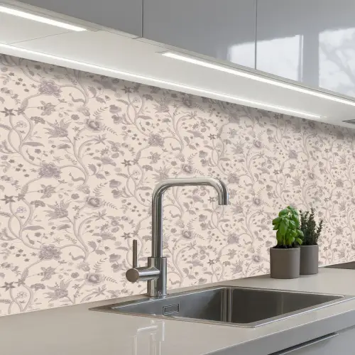 Patroon - Bloemen - Paars keuken achterwand 2 middel 871 -3d_schuin