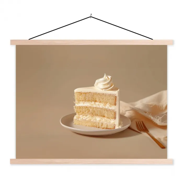 Vanilletaart - Cake - Romig textielposter latten blank klein -3d