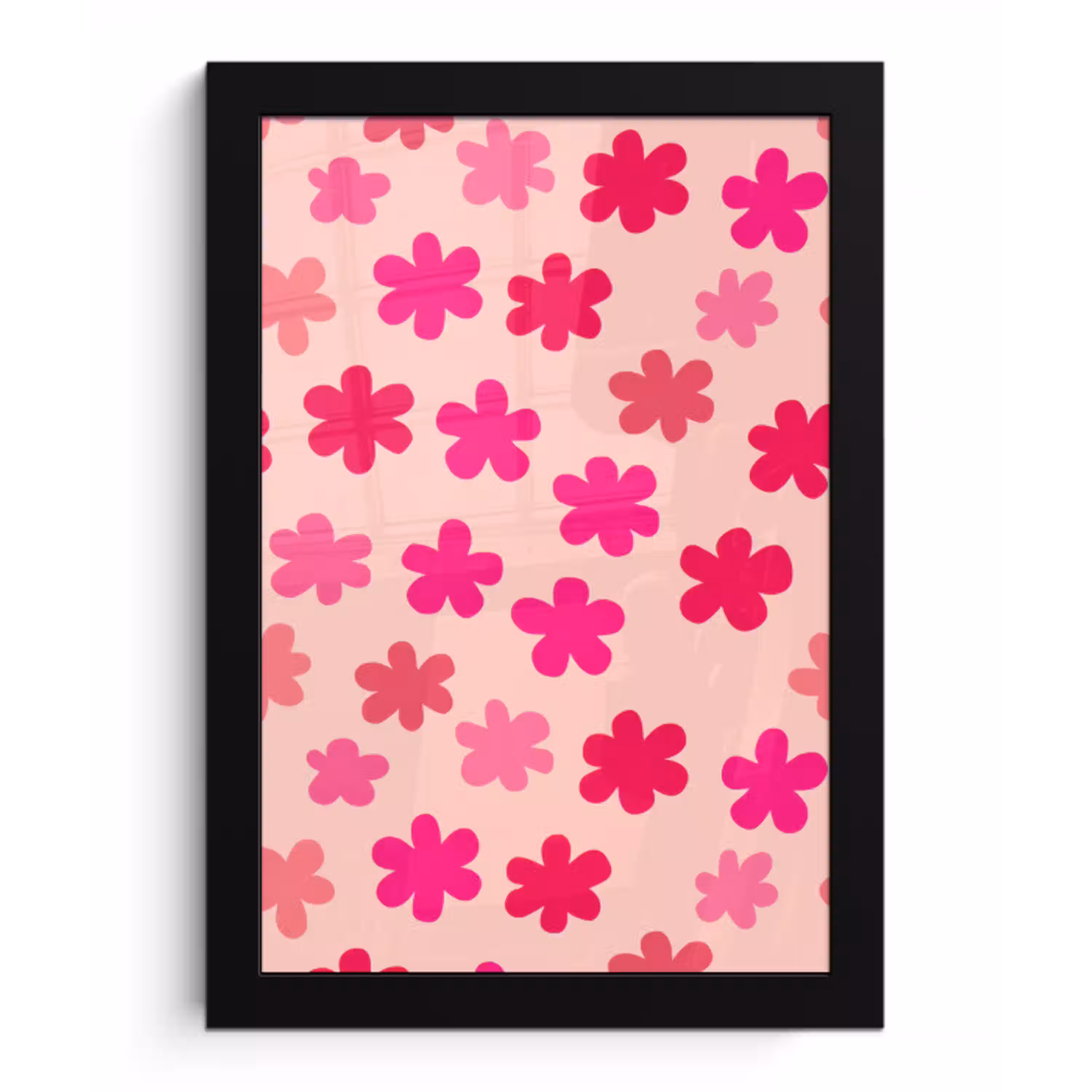 Bloemen - Patroon - Roze fotolijst zwart zonder passe partout klein -3d