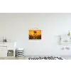 Zonnebloem - Mozaïek - Zonsondergang - Geel textielposter latten blank klein -kinderkamer