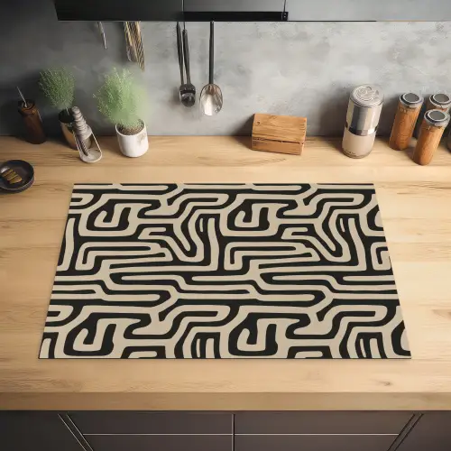 Grafisch - Lijnen - Zwart Inductie beschermer vinyl 3mm klein 276 -sfeer5