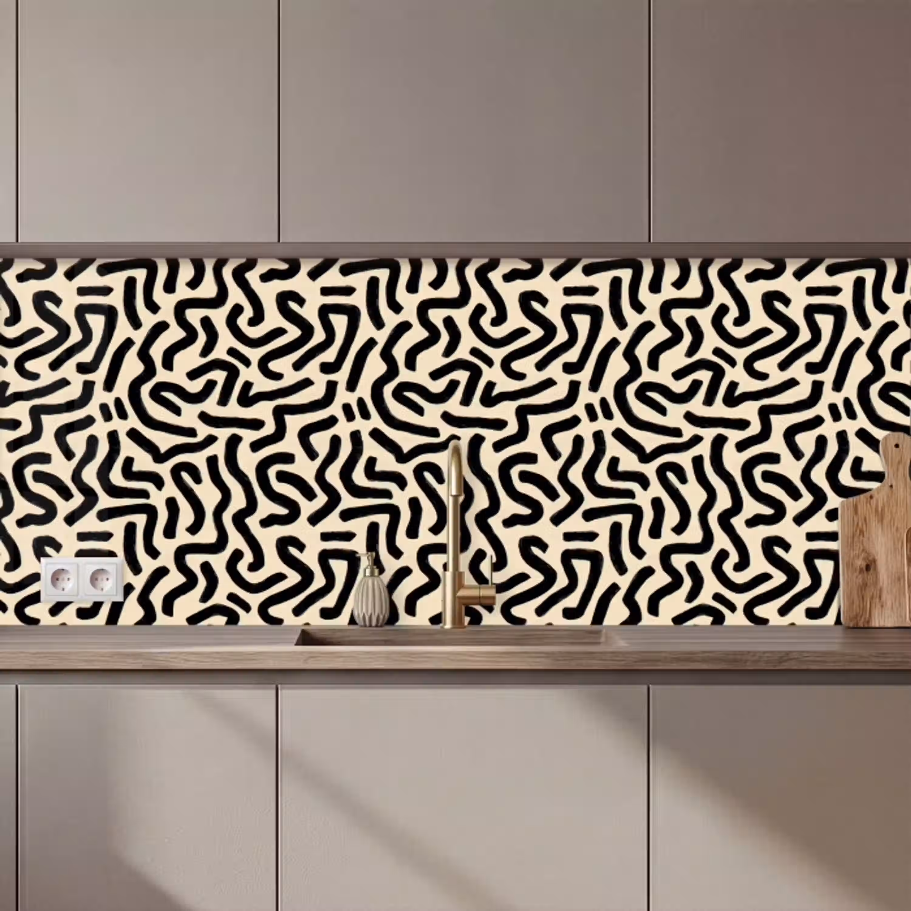 Abstract - Lijnen - Zwart keuken achterwand 2 middel 871 zz_3dshopping