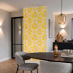 Zomers - Bloemen - Geel Behang Vinyl klein 1060 -sfeer3