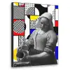 Collage - Mondriaan - Melkmeisje Textielframe zwart klein -3d