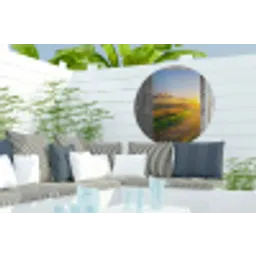 Doorkijk - Platteland - Landschap - Zon Wandcirkel tuinposter met ringen klein -buiten2