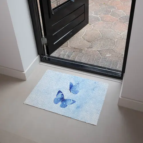 Vlinders - Sierlijk - Blauw Deurmat klein -sfeer5