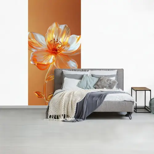Glazen - Bloem - Oranje fotobehang vinyl groot -slaapkamer