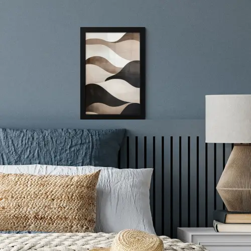 Golven - Abstract - Beige fotolijst zwart zonder passe partout klein -sfeer3