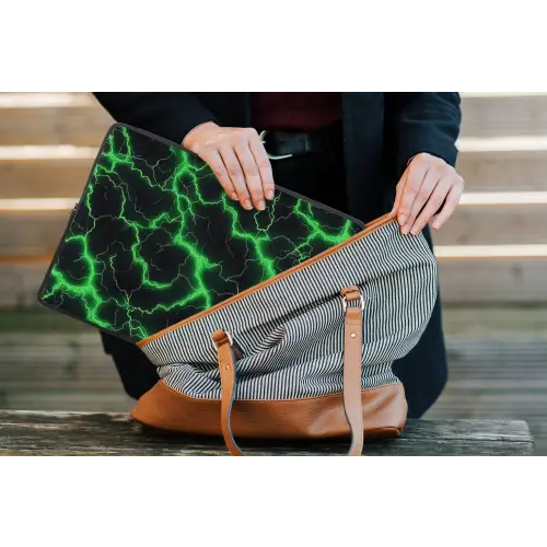 Gaming - Bliksemflitsen - Groen - Energie laptophoes neopreen klein -tas