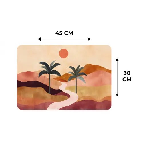 Heuvels - Palmbomen - Abstract Placemat vinyl groot -specs