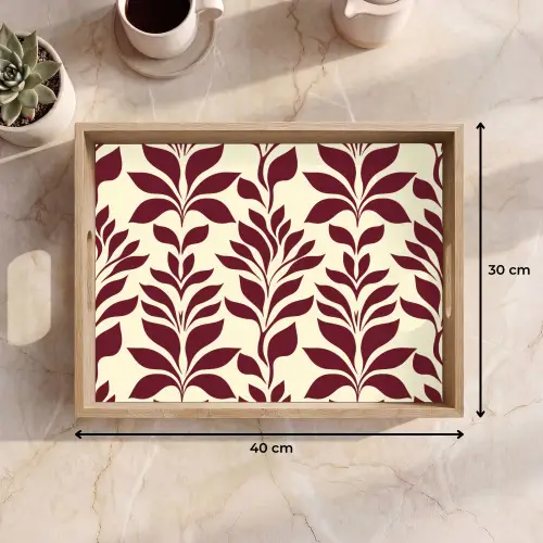 Abstract - Bladeren - Burgundy Dienblad Rechthoek middel 911 -USP_Formaat