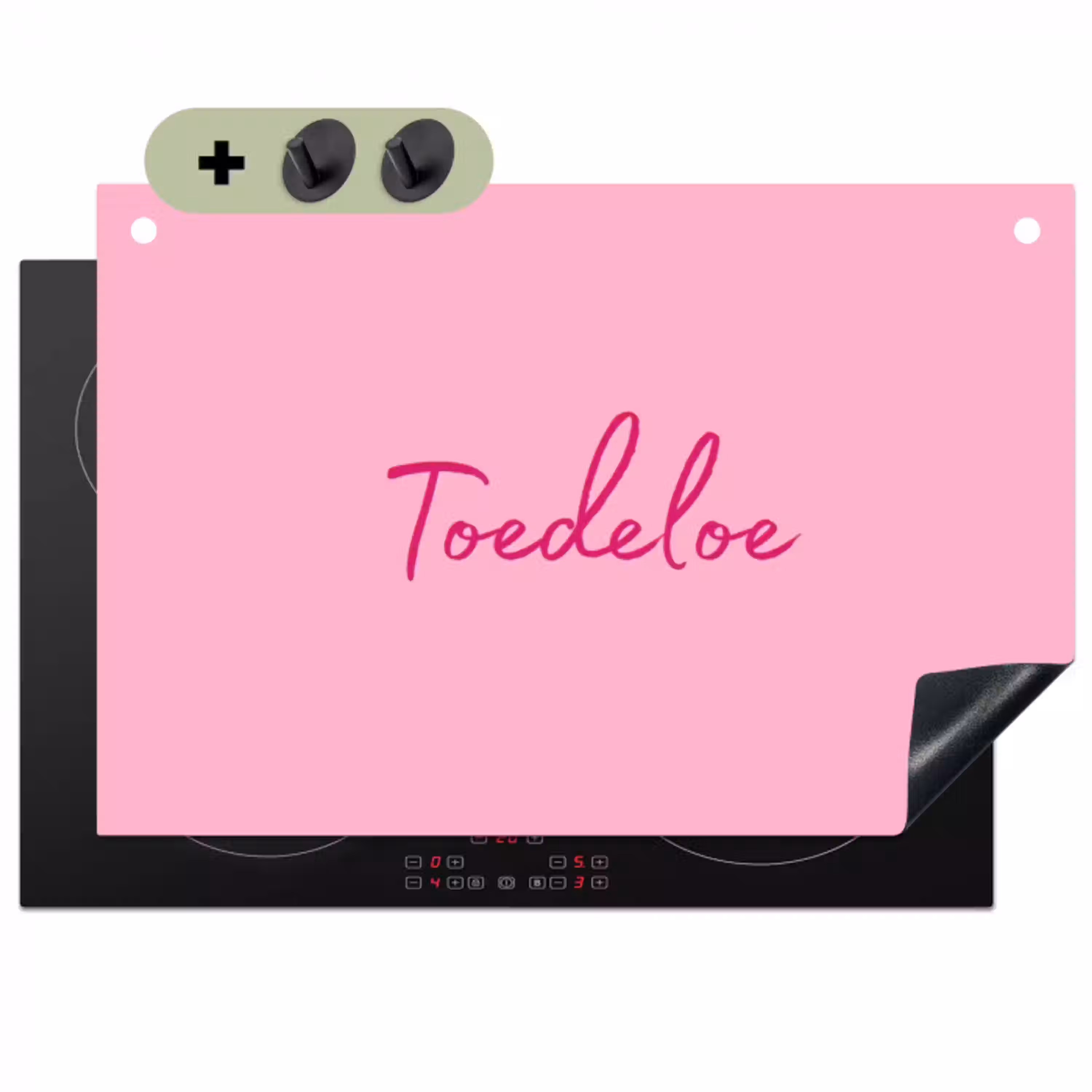 Toedeloe - Roze - Minimalistisch Inductie beschemer met haakjes klein -3d