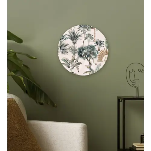 Bladeren - Monstera - Jungle - Tropical Wandcirkel kunststof plaat 5mm dik klein -sfeer3