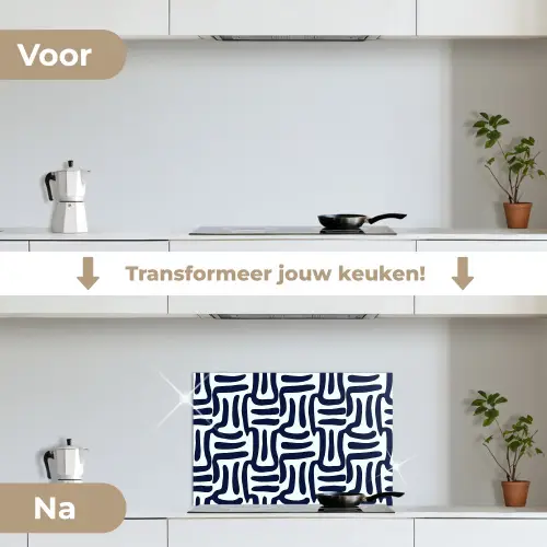Abstract - Modern - Blauw keuken achterwand spatscherm klein 900 -voor_na_NL