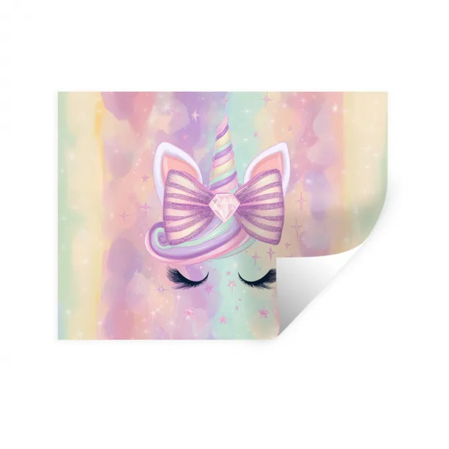 Wall Sticker - Unicorn - Glitter - Rainbow - Pastel