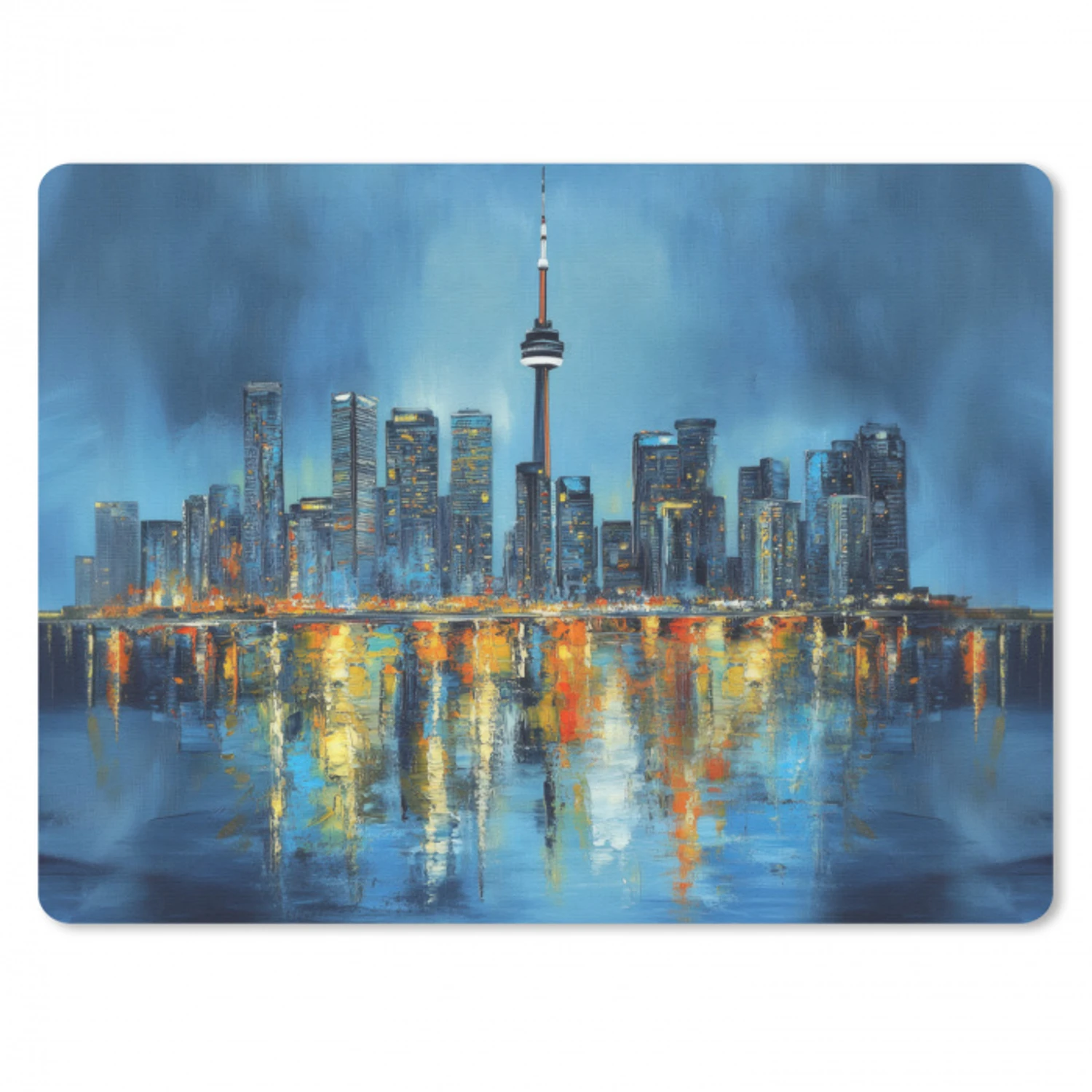 Skyline Toronto - Water - Stadslichten - Toren muismat rubber klein -3d