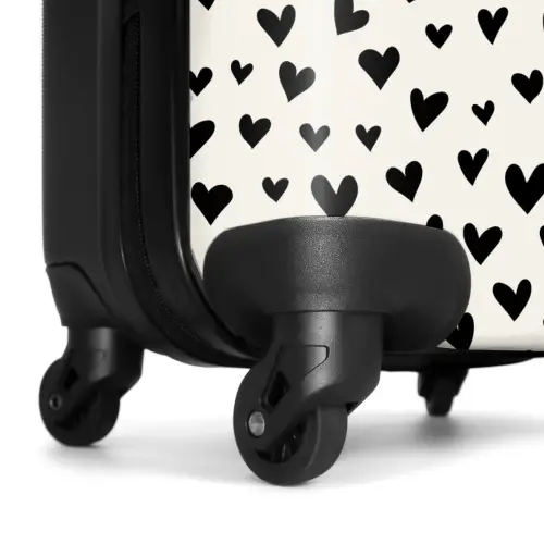 Valentijn harten patroon zwart NBS - Handbagage koffer - Kinderen Unisex middel -wiel