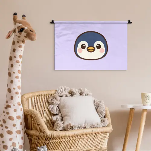 Pinguïn - Paars - Schattig Wandkleed katoen klein -wsfeer5_kind