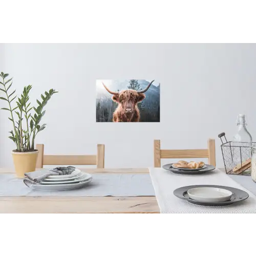 Schotse hooglander - Koe - Dieren - Berg - Natuur Muursticker klein -eettafel