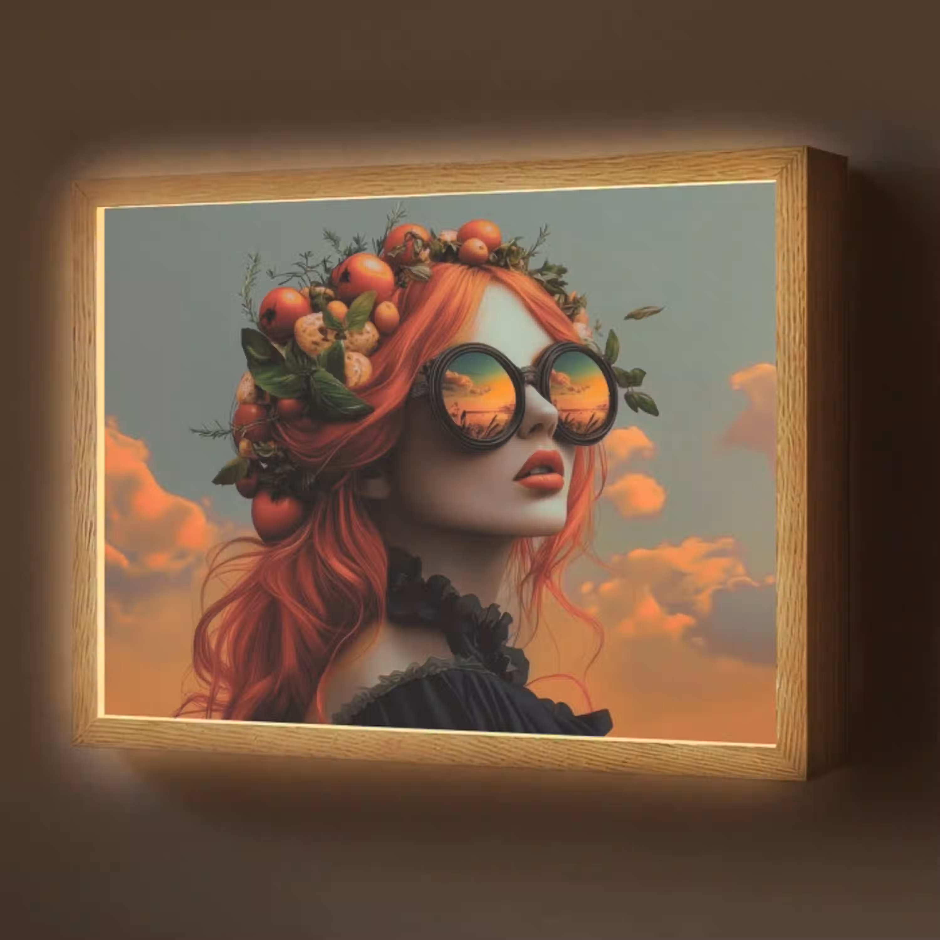 Vrouw - Kroon - Tomaat - Bascilicum - Zonnebril Light Box met batterij (Wandlamp) middel -z3d_website
