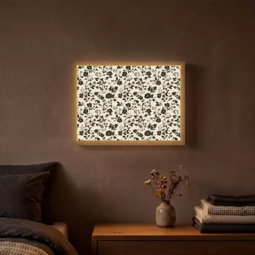 Bloemen - Dessin - Zwart Light Box met batterij (Wandlamp) middel 907 -sfeer4