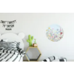 Weidebloemen - Illustratie - Kleurrijk Wandcirkel aluminium klein -kinderkamer
