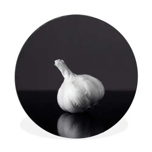 Knoflook - Zwart - Wit Wandcirkel aluminium klein -3d