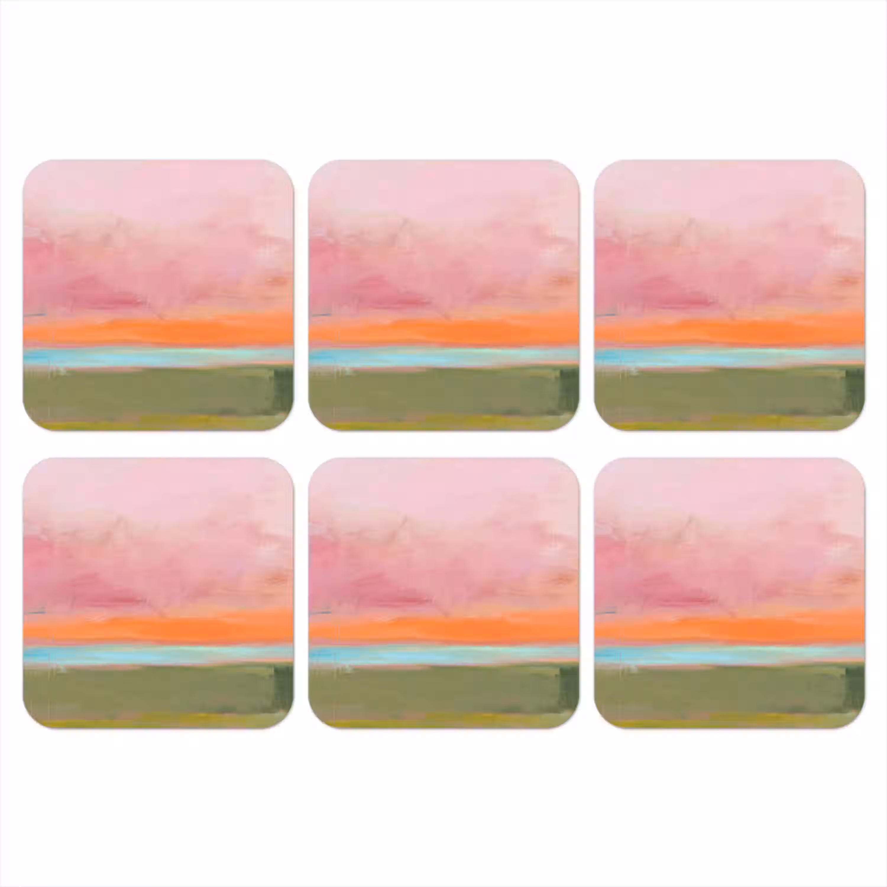 Abstract - Landschap - Modern - Roze - Oranje onderzetter kurk middel -3d