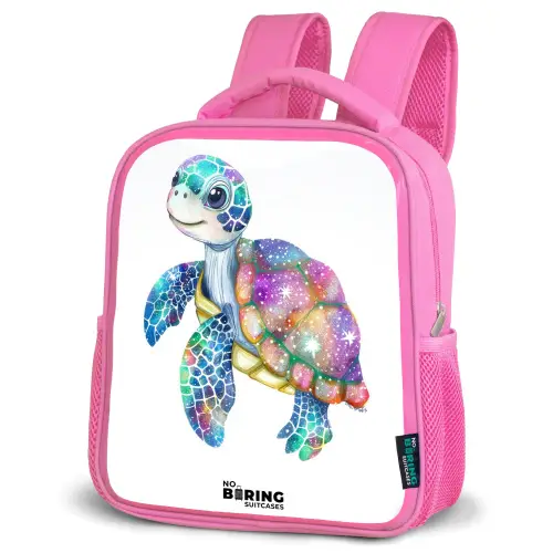 Kleurrijke schildpad als mozaïek Kinderrugzak - Roze middel -schuin