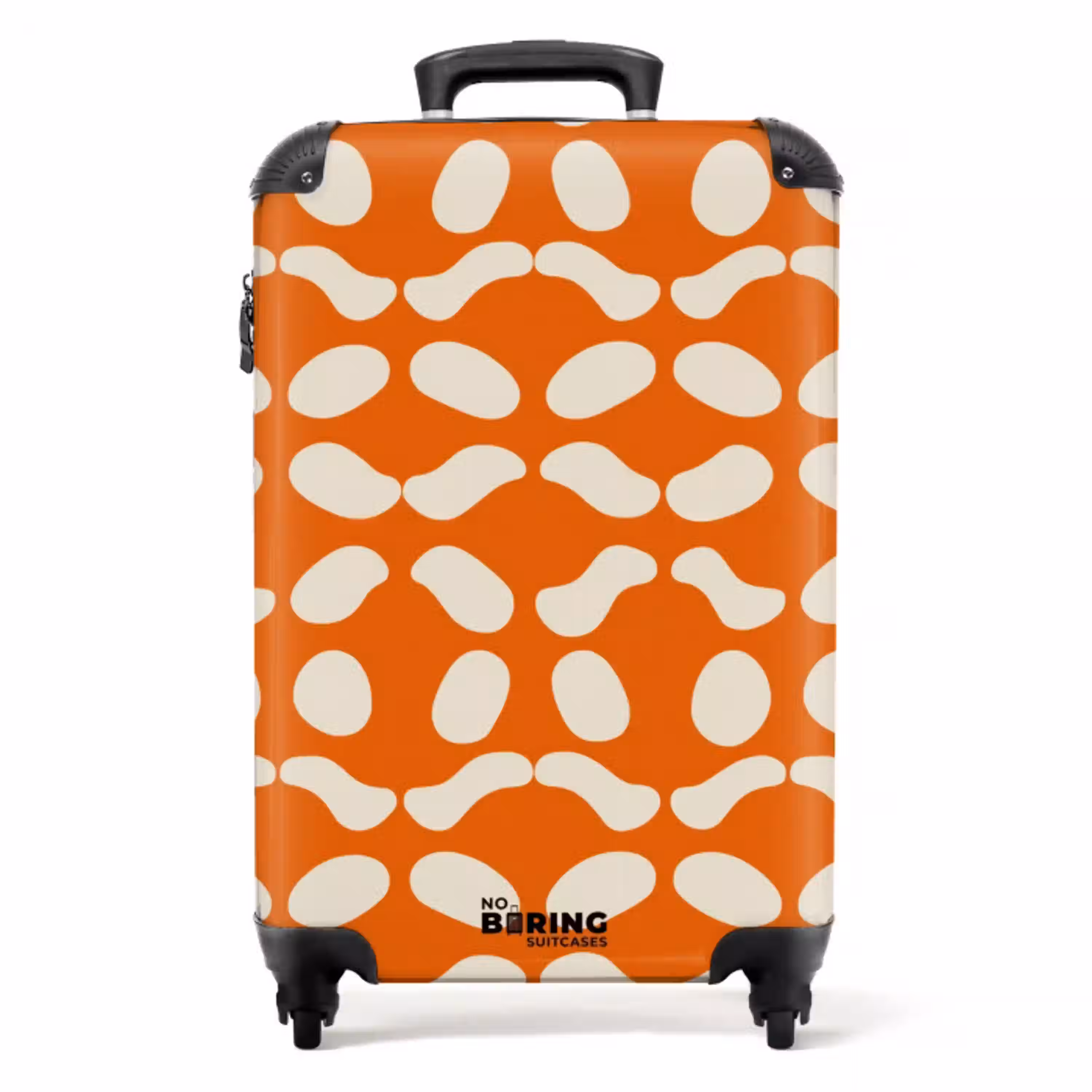 Oranje - Ruitpatroon - Wit NBS - Handbagage koffer - Volwassenen Unisex middel -productfoto_recht