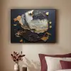 Kunst - Goud - Zwart - Modern - Abstract Textielframe zwart klein -sfeer1
