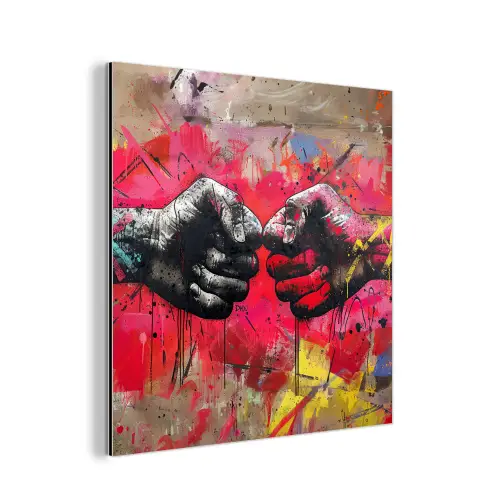 Street art - Handen - Graffiti - Kunst - Banksy aluminium wit klein -3d
