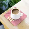 Bonjour - Stippen - Roze- Geel onderzetter kurk middel -sfeer5