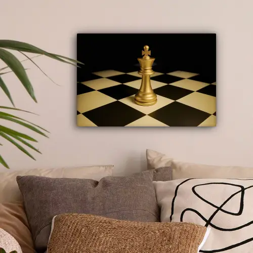 Schaakstuk - Koning - Schaakbord - Geblokt canvas 2cm klein -sfeer1