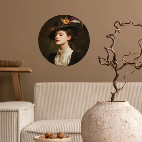 Vrouw - Victoriaans - Portret Wandcirkel behangsticker klein -sfeer1