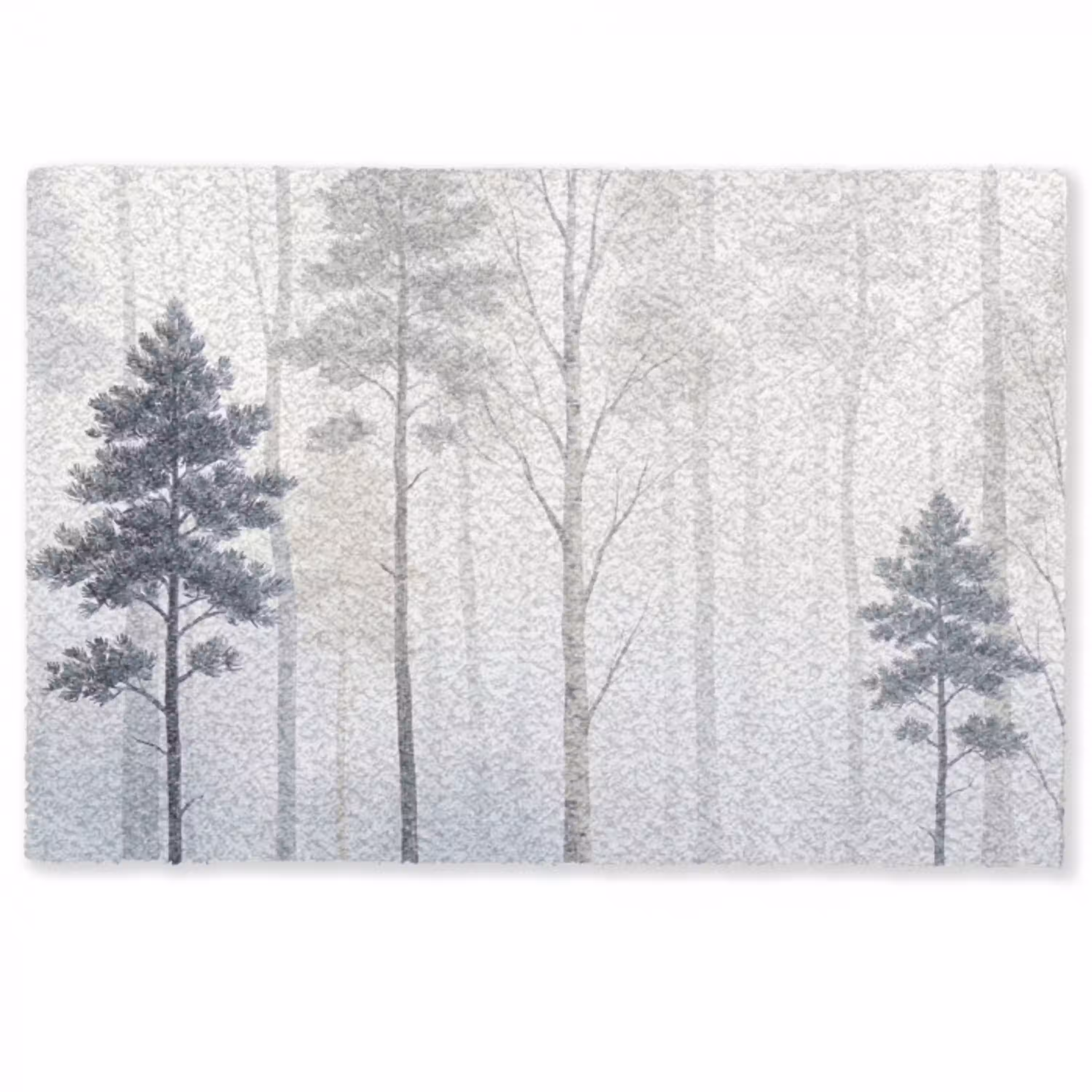 Bos - Bomen - Mist - Natuur - Illustratie - Grijs Deurmat klein -zkaufland3d