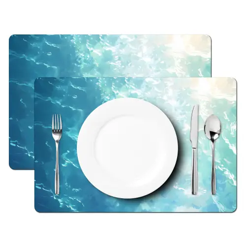 Schildpad - Zee - Blauw - Schittering Placemat vinyl groot -zzsfeer2_Kitchenyeah-website
