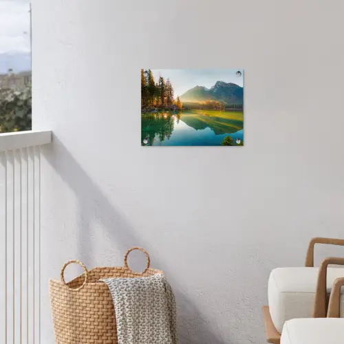 Meer - Bos - Bergen - Natuur - Zon - Landschap tuinposter los doek klein -sfeer8