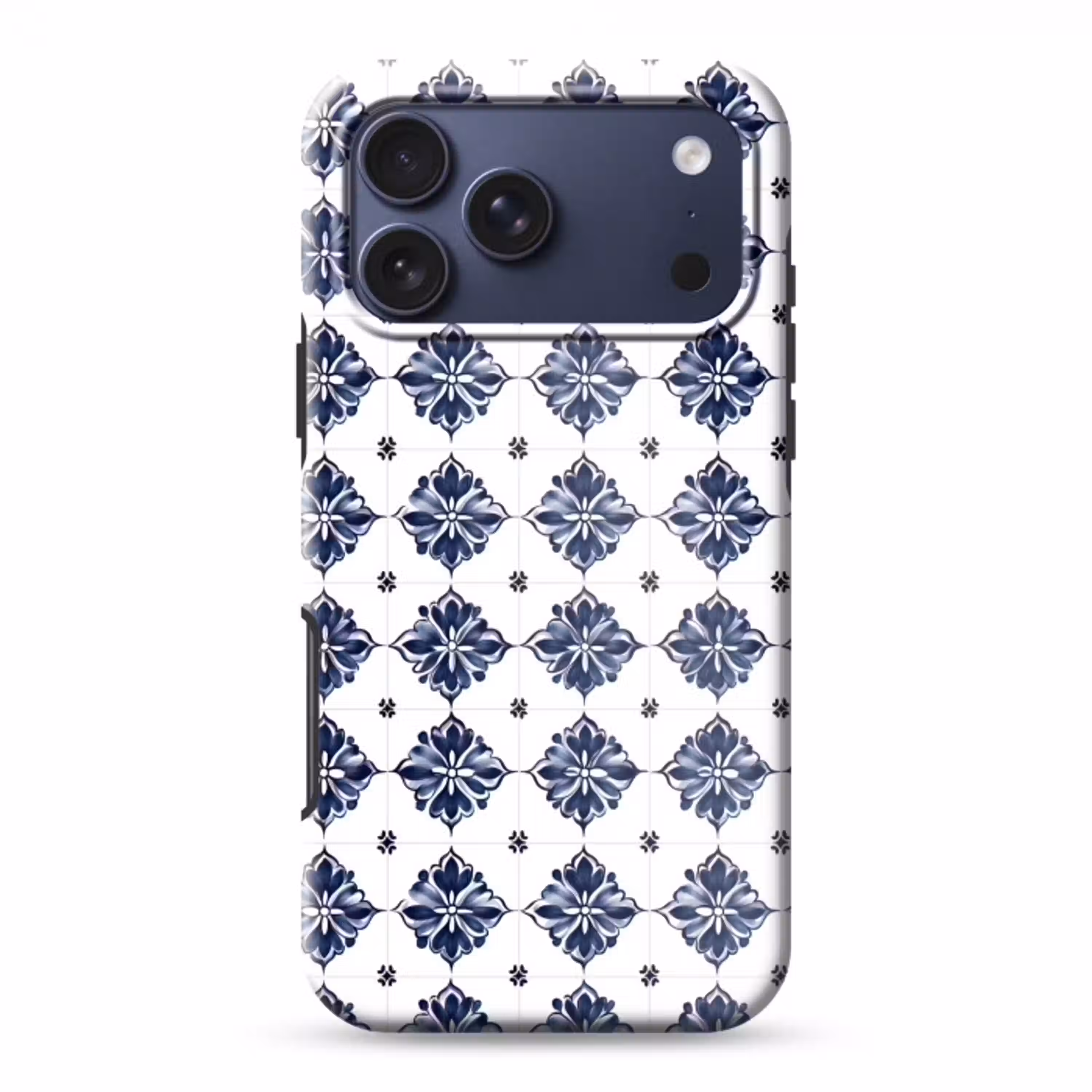 Tegelmotief - Blauw - Wit - Bloem Toughcase MagSafe Apple iPhone 17 Pro Max klein 1019 -3d