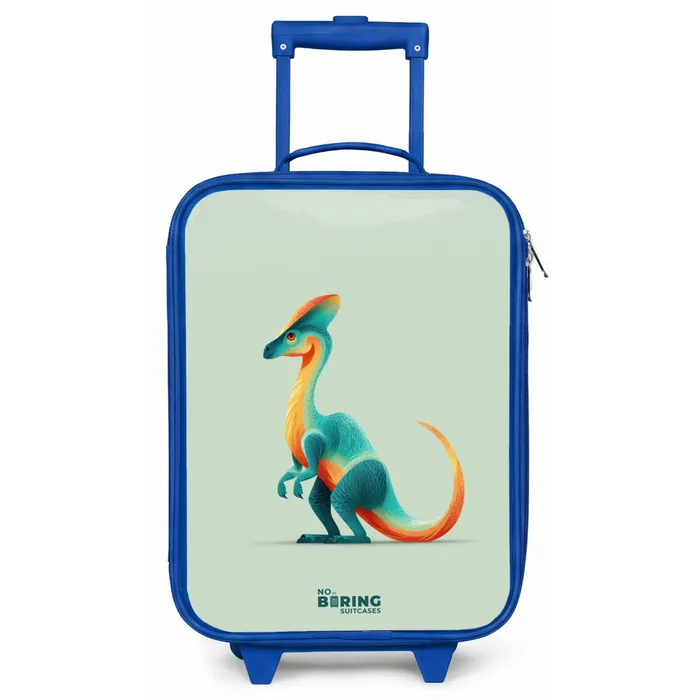 Elegante dino met kam Kinderkoffer - Blauw klein -zz3dotto