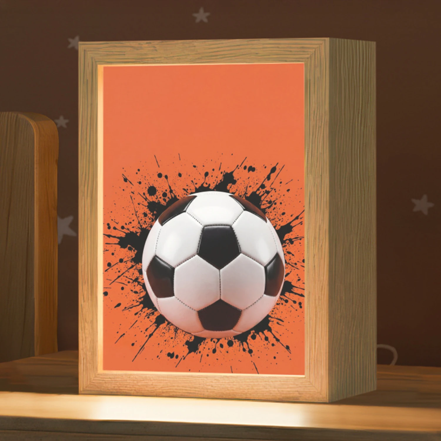 Voetbal - Verf - Sport - Oranje Light Box met kabel (Kinderlampje) klein -zzz_3d_website