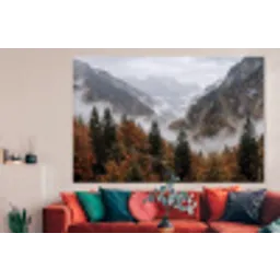 Bergen - Vallei - Mist - Herfst - Natuur forex 5mm xxl -woonkamer