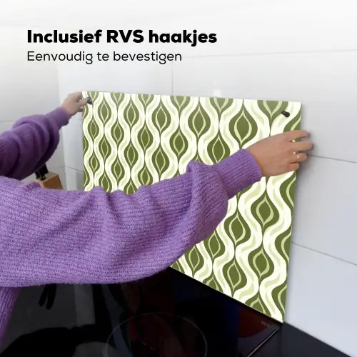 Patroon - Retro - Groen Inductie beschemer met haakjes klein 777 -ky-ophangen-nl